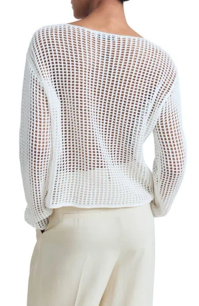 Mango Open Stitch Cotton Sweater In White