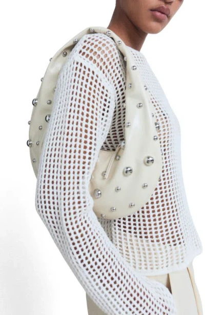 Mango Open Stitch Cotton Sweater In White