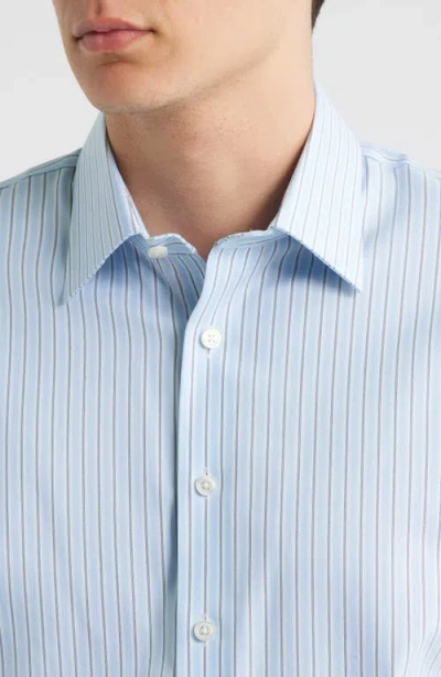 Nordstrom Trim Fit Stripe Premium Performance Dress Shirt In Blue