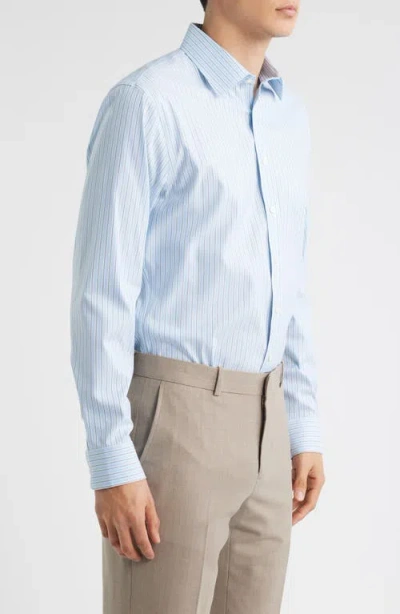 Nordstrom Trim Fit Stripe Premium Performance Dress Shirt In Blue