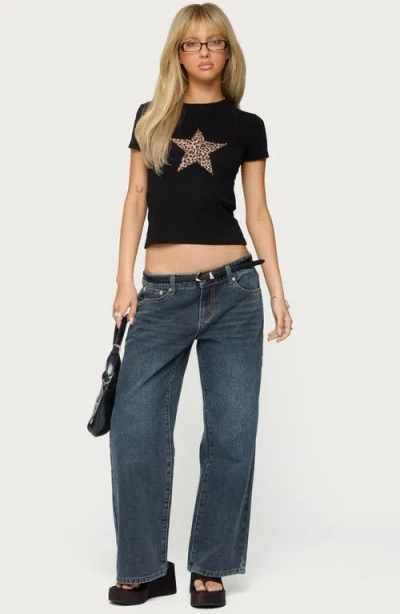 Edikted Petite Ace Relaxed Dark Rinse Wash Jeans