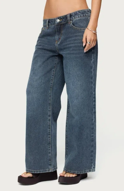 Edikted Petite Ace Relaxed Dark Rinse Wash Jeans