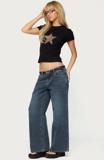 Edikted Petite Ace Relaxed Dark Rinse Wash Jeans