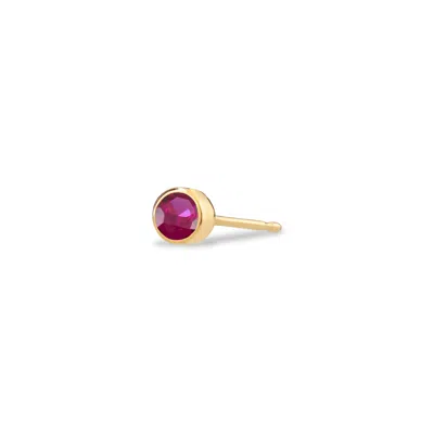 Maya Brenner Women's Birthstone Stud - Yellow Gold Ruby - July