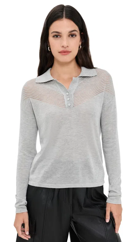 Proenza Schouler White Label Nell Polo In Lightweight Cashmere Pale Grey Melange In Gray