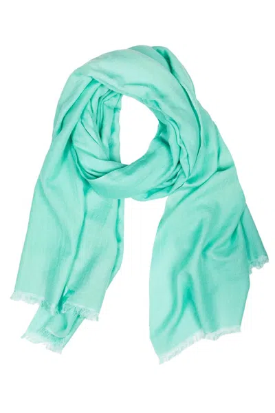 Saachi Women's Green Cashmere Silk  A Eyelash Scarf