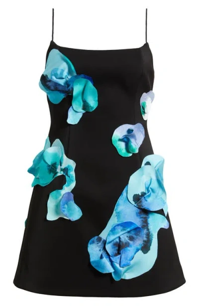 Acler Parrfold Floral Sleeveless Minidress In Black