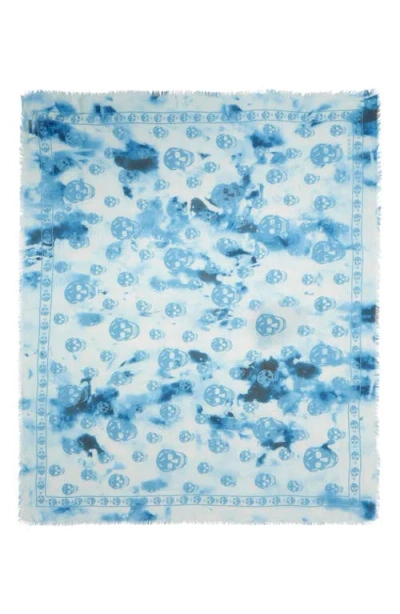 Alexander Mcqueen Mcqueen Classic Skull Bleached Foulard Scarf