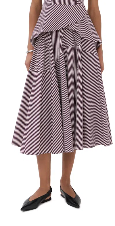 Bite Studios Maxime Striped Organic Cotton Skirt Plum Stripe