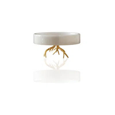 Marleth Gold / White White Marble Cake Stand With Gold Root Base