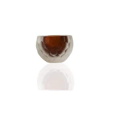 Marleth White / Red Murano Colored Glass Sphere Vase With Honeycomb Detail – Bronze Core