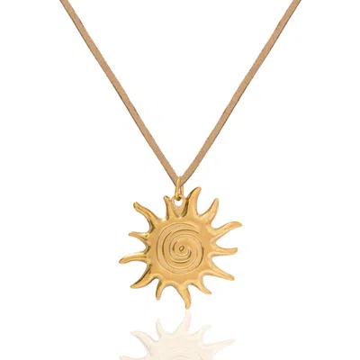 A Weathered Penny Women's Neutrals / Gold Gold Solar Necklace - Sand Cord
