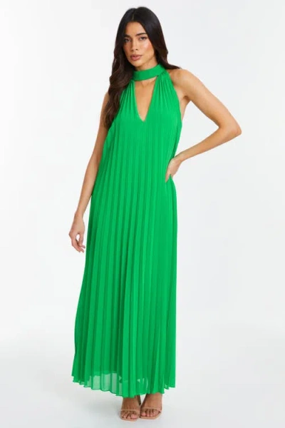 Quiz Chiffon Pleated High Neck Midi Dress
