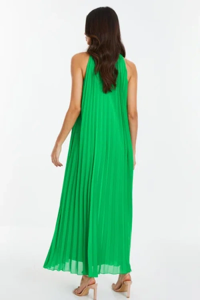 Quiz Chiffon Pleated High Neck Midi Dress