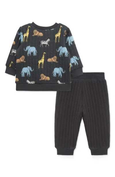 Little Me Safari Sweatshirt & Joggers Set In Black