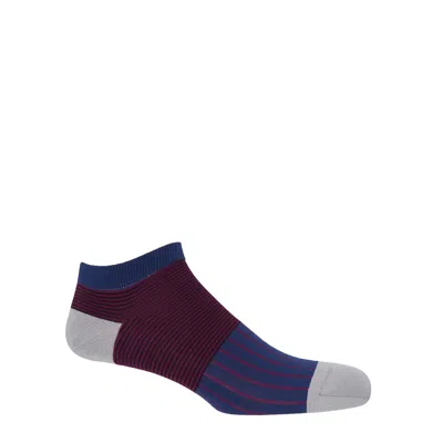 Peper Harow - Made In England Blue Oxford Stripe Men's Trainer Socks – Navy