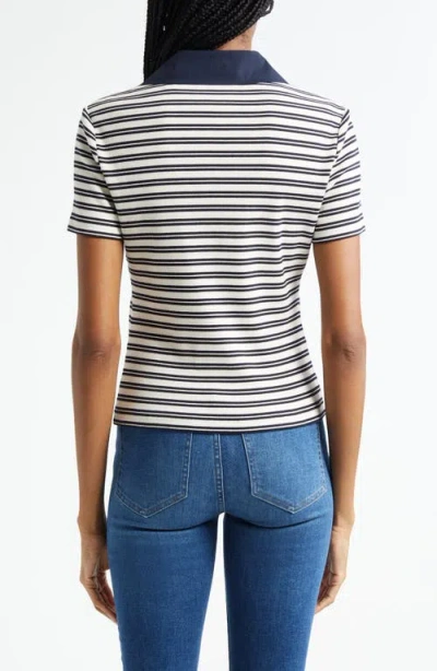 Veronica Beard Kearney Stripe Rib Stretch Cotton Polo In Multi