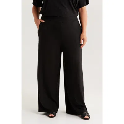 Eileen Fisher Wide-leg Stretch-jersey Trousers In Black