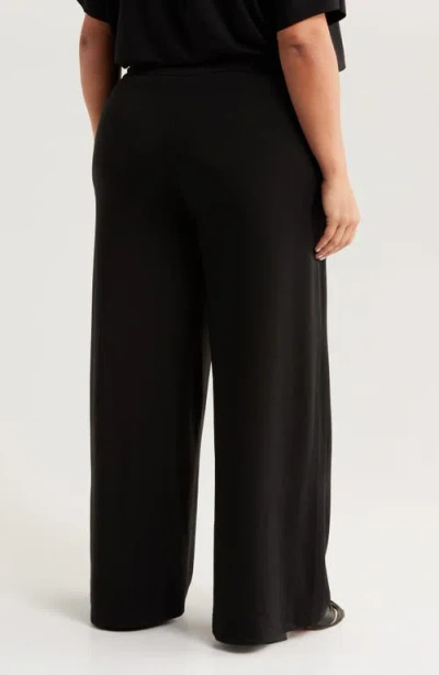 Eileen Fisher Wide-leg Stretch-jersey Trousers In Black