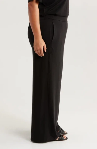 Eileen Fisher Wide-leg Stretch-jersey Trousers In Black