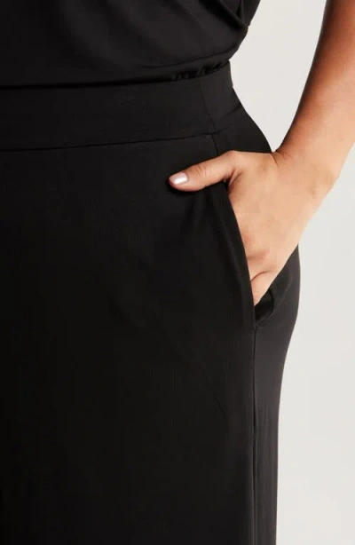 Eileen Fisher Wide-leg Stretch-jersey Trousers In Black