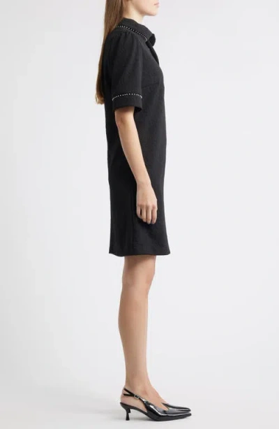Julia Jordan Bow Neck Faux Pearl Trim Sheath Dress In Black