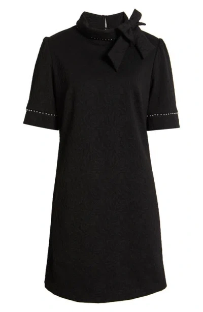 Julia Jordan Bow Neck Faux Pearl Trim Sheath Dress In Black