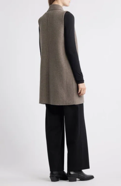 Eileen Fisher Shawl Collar Double Woven Wool Longline Vest