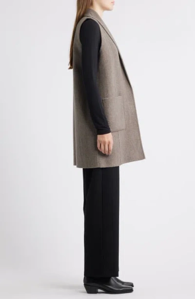 Eileen Fisher Shawl Collar Double Woven Wool Longline Vest