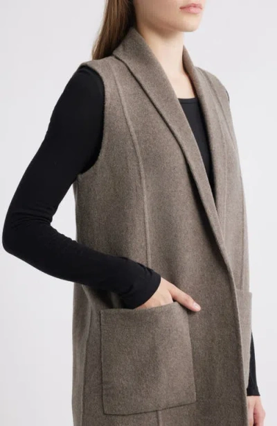 Eileen Fisher Shawl Collar Double Woven Wool Longline Vest