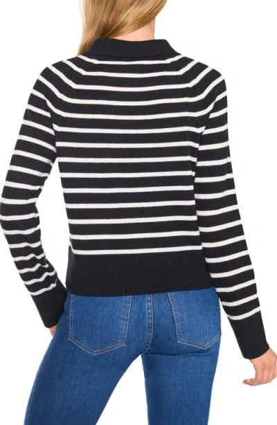 Cece Stripe Collared Cardigan In Black