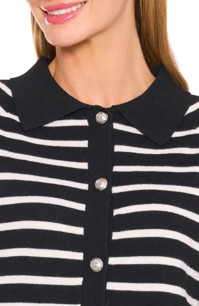 Cece Stripe Collared Cardigan In Black