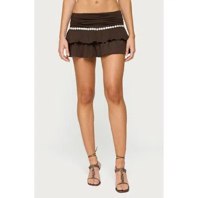 Edikted Katarina Low Rise Tiered Ruffle Miniskirt