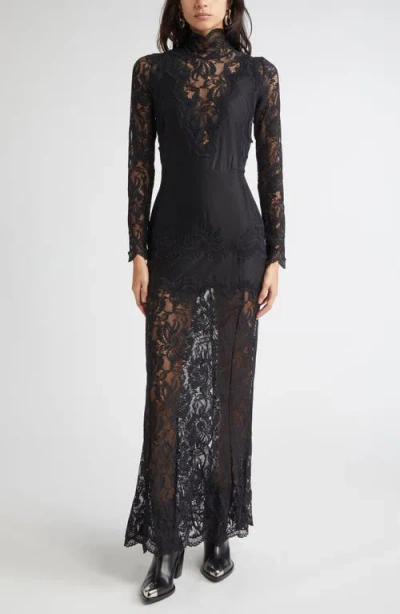 Rabanne Long Sleeve Lace & Jersey Dress