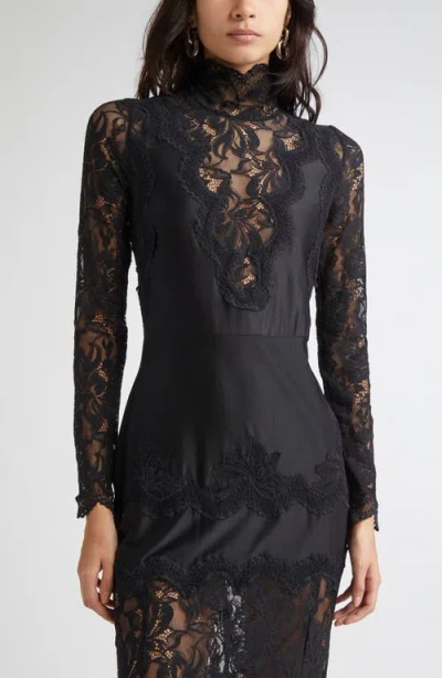 Rabanne Long Sleeve Lace & Jersey Dress