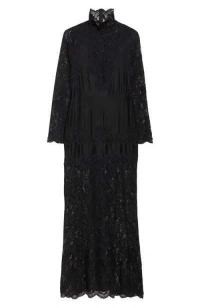 Rabanne Long Sleeve Lace & Jersey Dress
