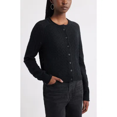 Treasure & Bond Nep Pointelle Cardigan In Black