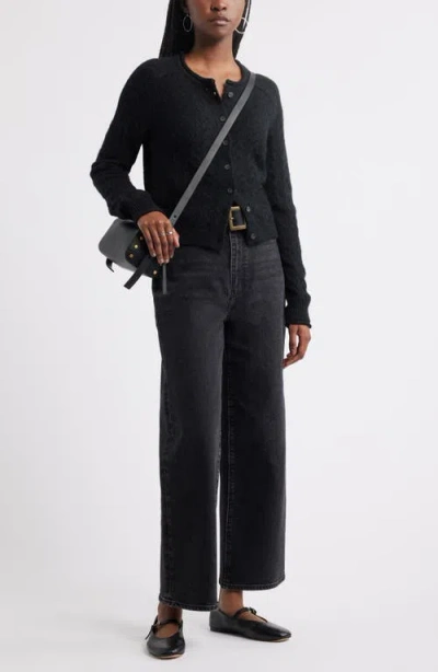 Treasure & Bond Nep Pointelle Cardigan In Black