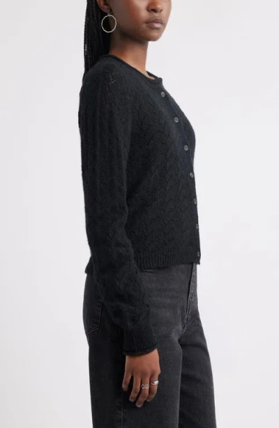 Treasure & Bond Nep Pointelle Cardigan In Black