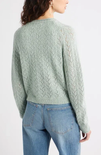 Treasure & Bond Nep Pointelle Cardigan In Green