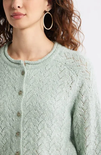 Treasure & Bond Nep Pointelle Cardigan In Green