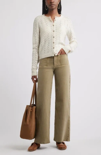 Treasure & Bond Nep Pointelle Cardigan In Neutral