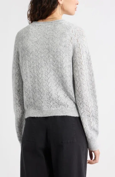 Treasure & Bond Nep Pointelle Cardigan In Gray