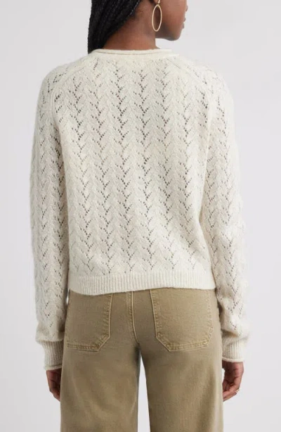 Treasure & Bond Nep Pointelle Cardigan In Neutral