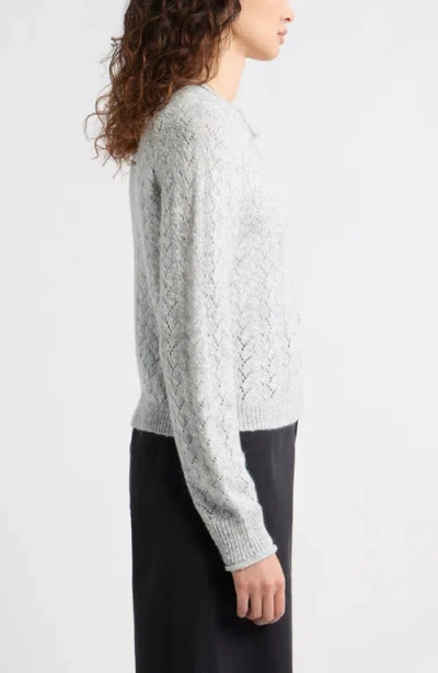 Treasure & Bond Nep Pointelle Cardigan In Gray