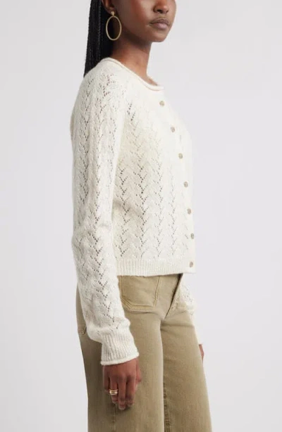 Treasure & Bond Nep Pointelle Cardigan In Neutral