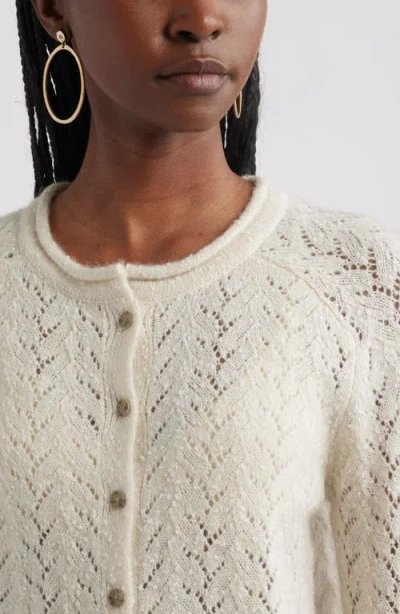 Treasure & Bond Nep Pointelle Cardigan In Neutral