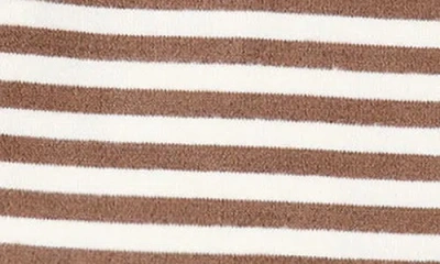 Quincy Mae Cedar Stripe Cozy Top & Sweatpants Set In Brown