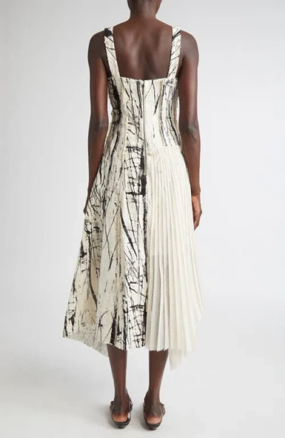 Jason Wu Collection Brushstroke Fray Jacquard Asymmetric Mixed Media Gown In White