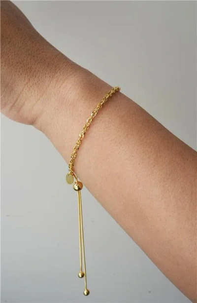 Argento Vivo Sterling Silver Singapore 18k Gold Plate Sterling Silver Adjustable Slide Bracelet